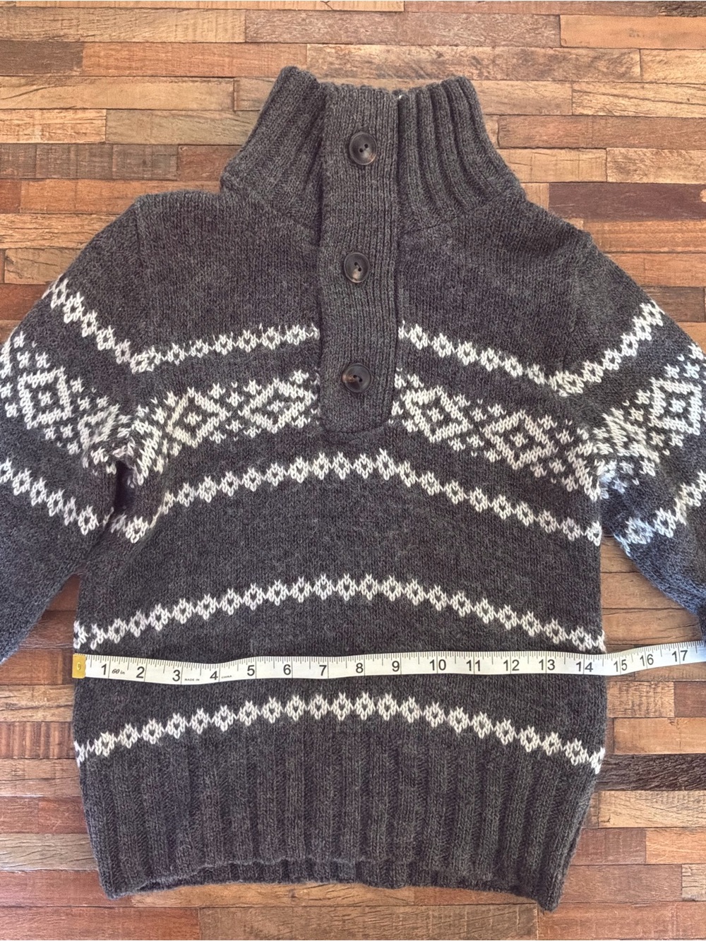 H&M Dark Gray Fair Isle Zip-Neck Knit Sweater - Picture 4 of 8